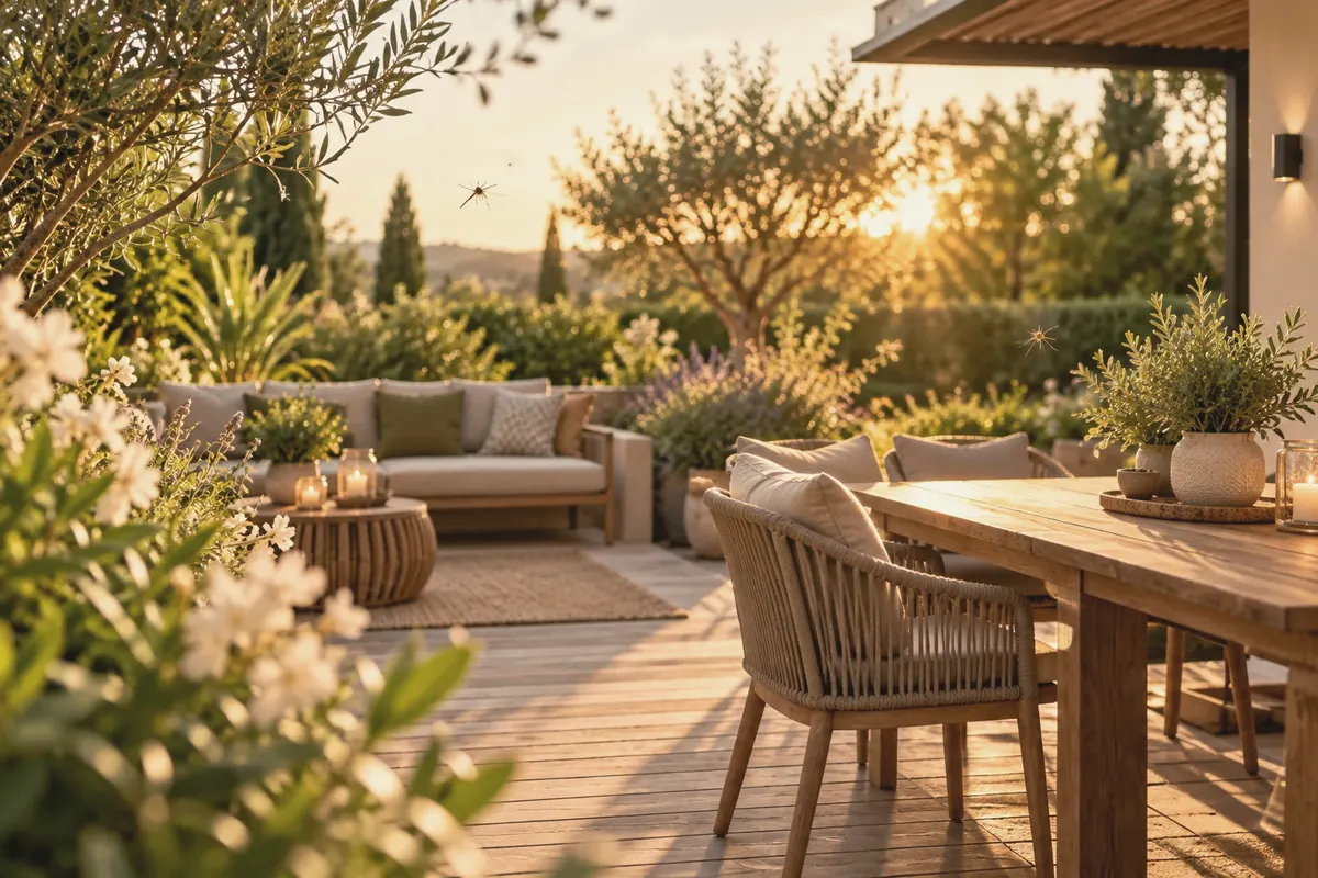 Jardin et terrasse protégés par un traitement anti-moustique dans l'Oise